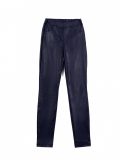 Ondoorschijnende slim fit tregging met wet leatherlook effect
