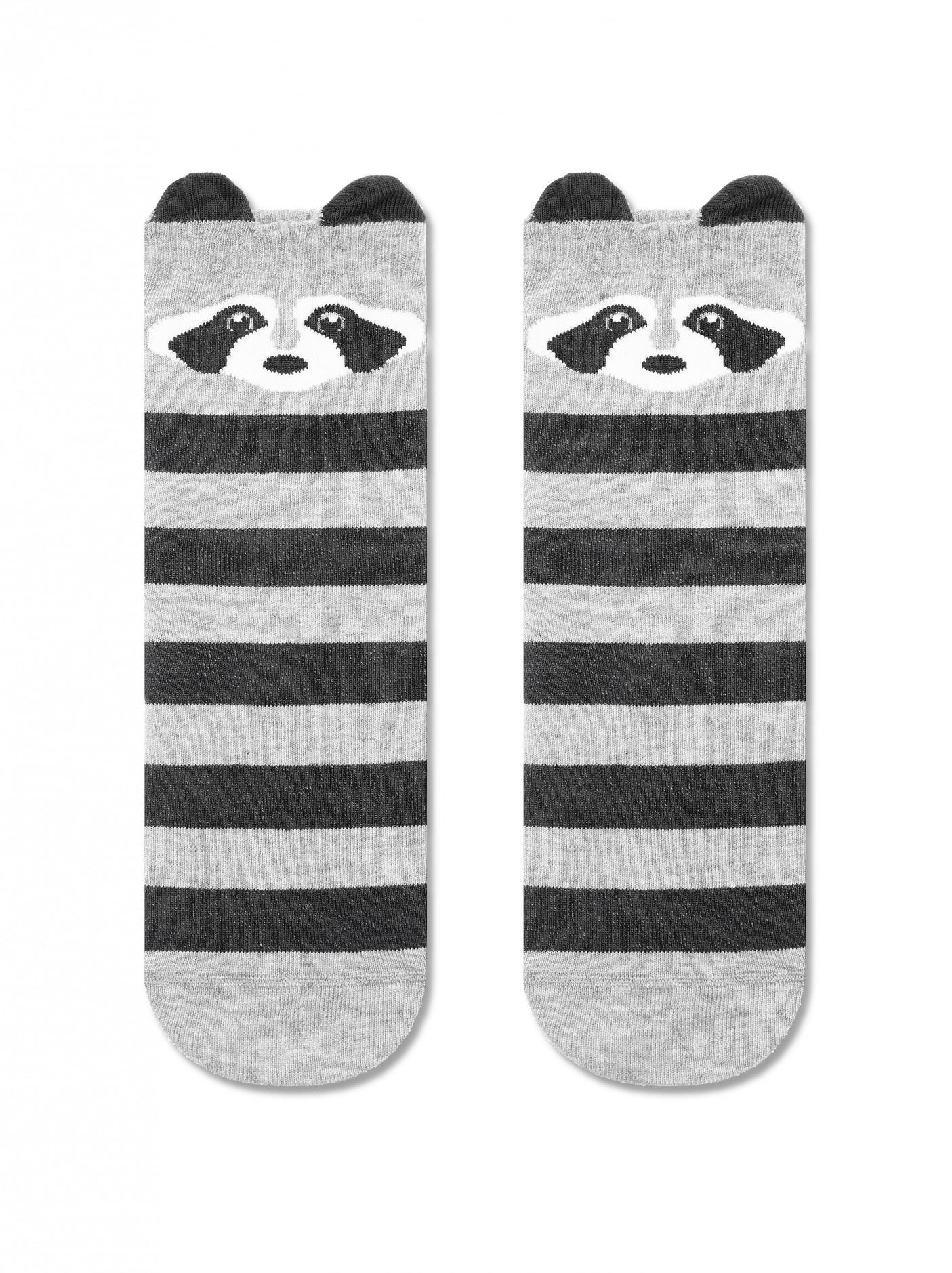 Damessokken met panda print en gestreept patroon grijs Conte Classic 317