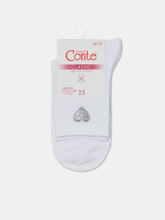Dames fantasie sok Wit met lurex hartje - Afbeelding 4