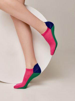 Dames sneaker sok met lipje 3 kleurig